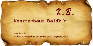 Kesztenbaum Balár névjegykártya